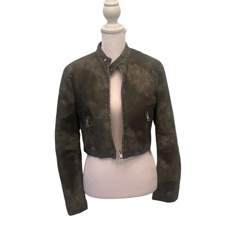 NWT Anan & Anna tenshoppe size small cropped faux leather jacket zipper details
